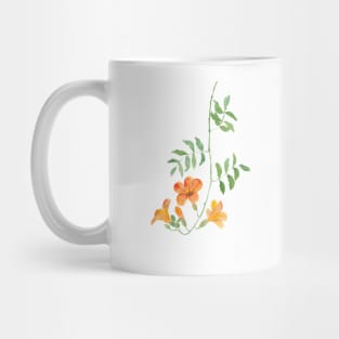 orange trumpet vine watercolor Mug